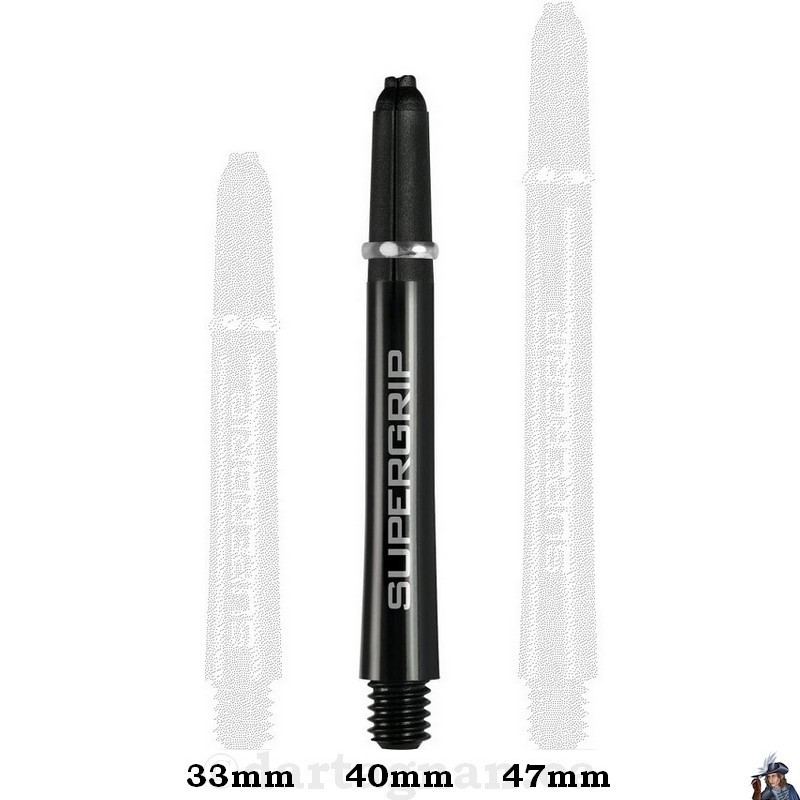 Tige de Dard / Fléchette Harrows Supergrip Noire & Argent Midi