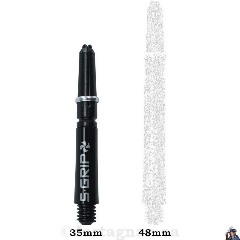 Tige de Dard / Fléchette Harrows Supergrip Spin Noire & Argent Courte