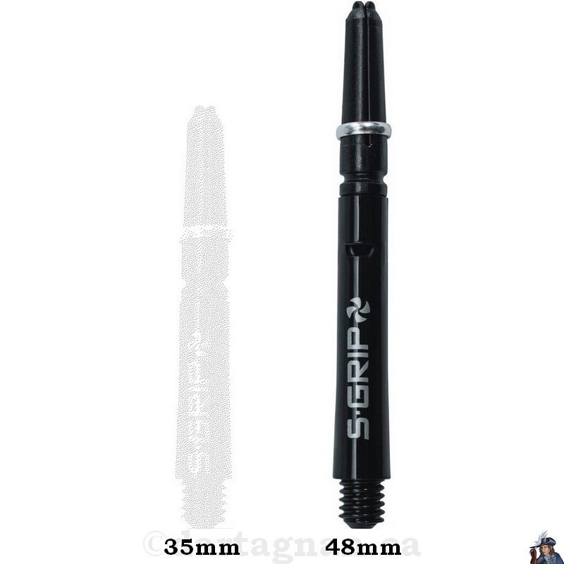 Harrows Supergrip Spin Black & Silver Medium Dart Shaft / Stem