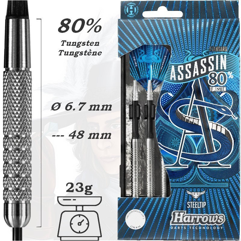 Harrows Assassin K 23g - 80% Tungsten - Steel Tip Darts